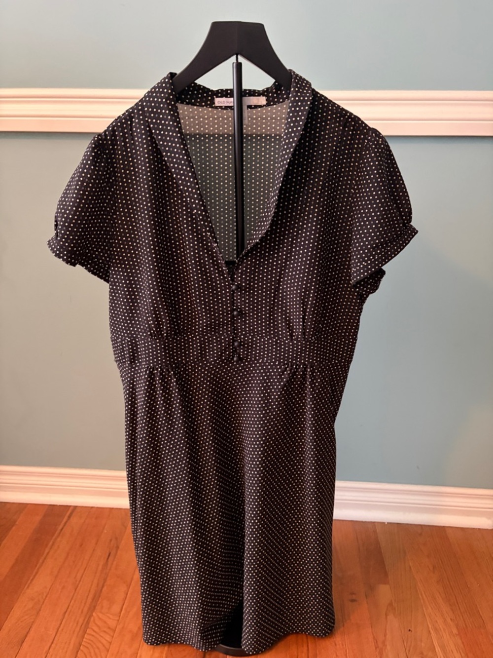 Old Navy Black Dress with White Polka Dots - Midi